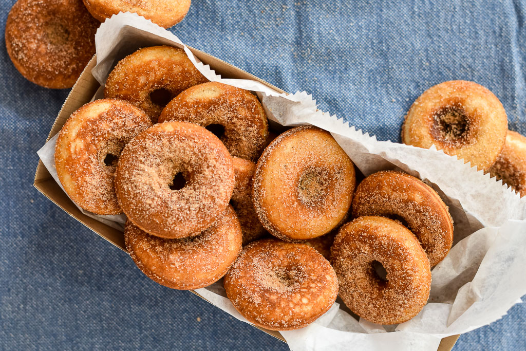 Cinnamon Sugar Mini Donuts With Two Spoons
