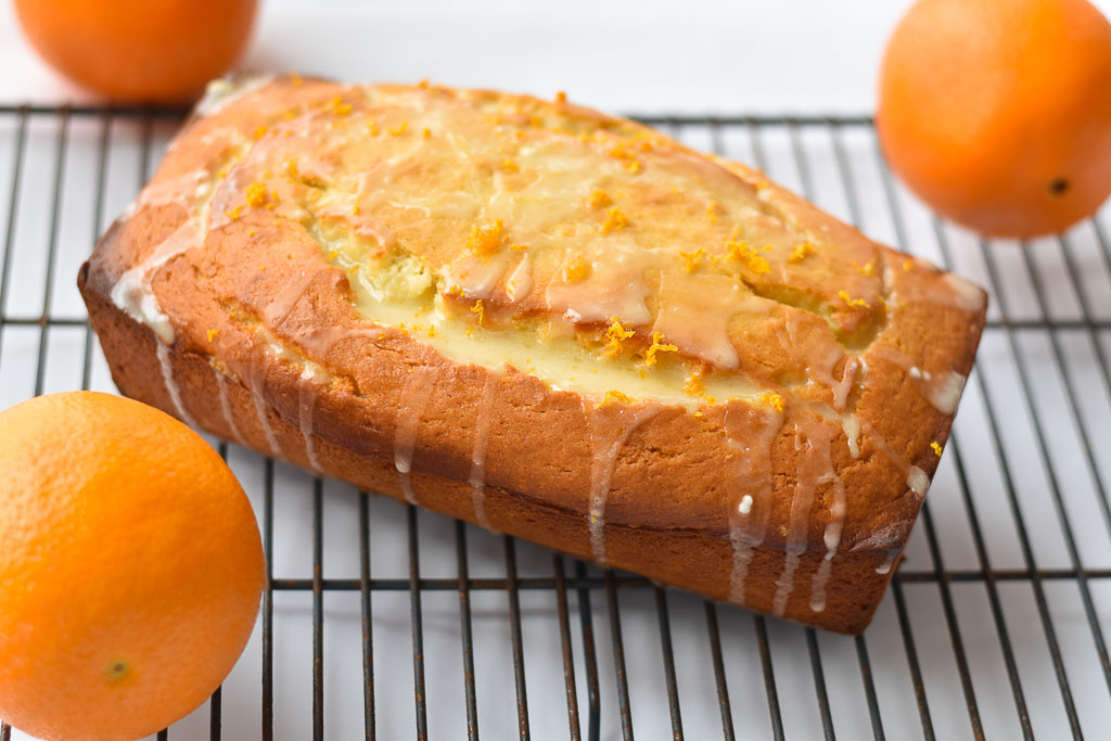Quick Glazed Orange Bread With Two Spoons